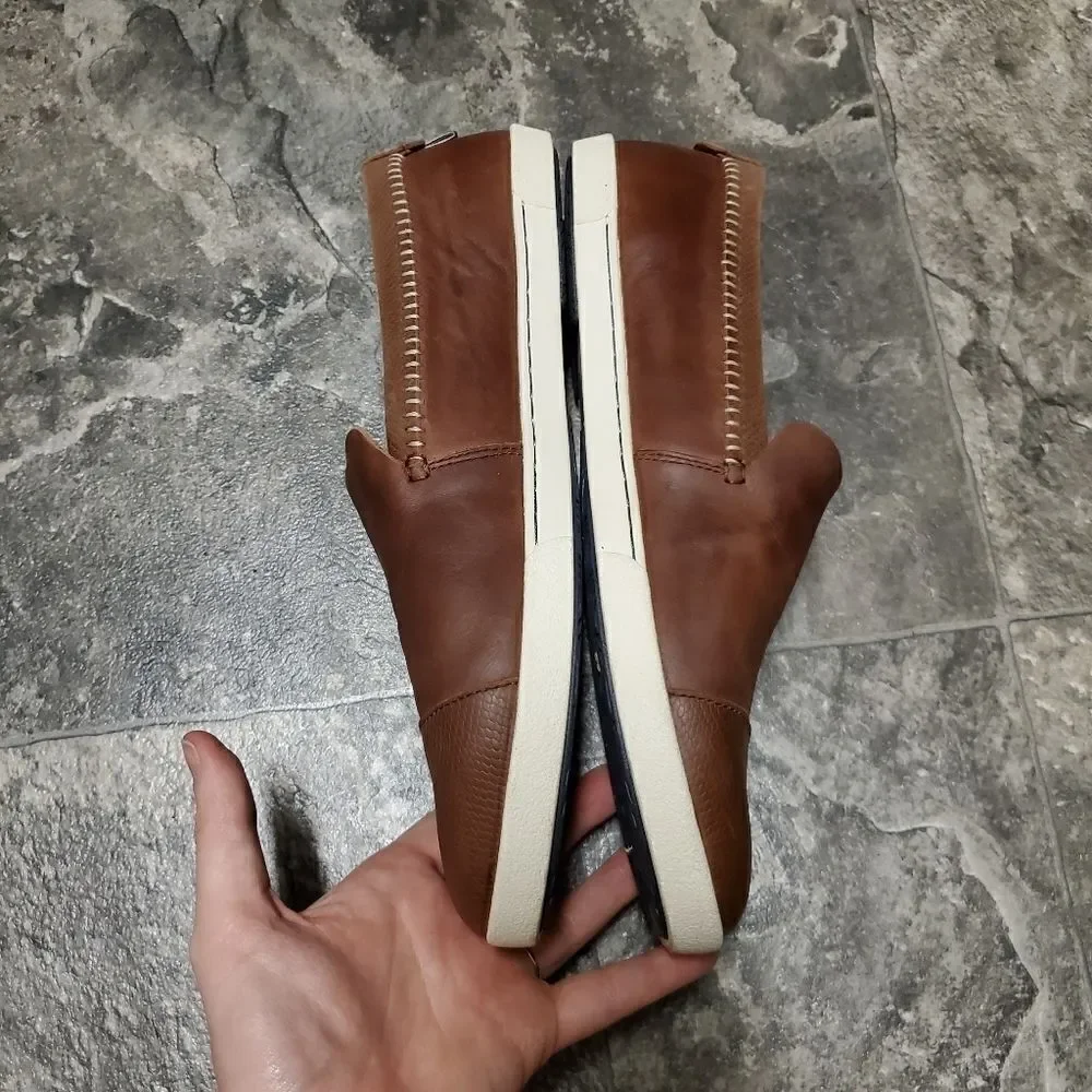 Olukai Women's Alohi‎ Brown Leather Casual Comfort Sneaker Slip-on Shoes 11